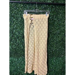 Free People Butter Yellow High Rise Crochet Cover Up Skirt Sz Small NWT